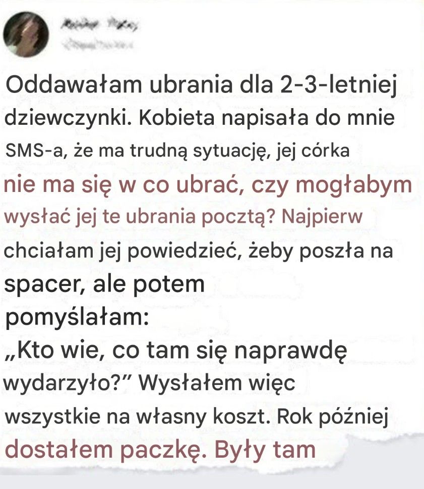 Wysłalam paczkę z ubraniami… A rok później to dotarło
